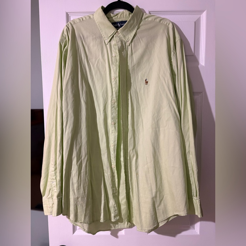 Ralph Lauren pale green Yarmouth Oxford Shirt size 17.5 EUC